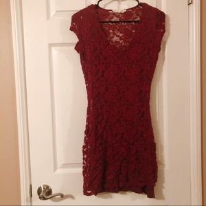 Beautiful Deep Red Lace Dress